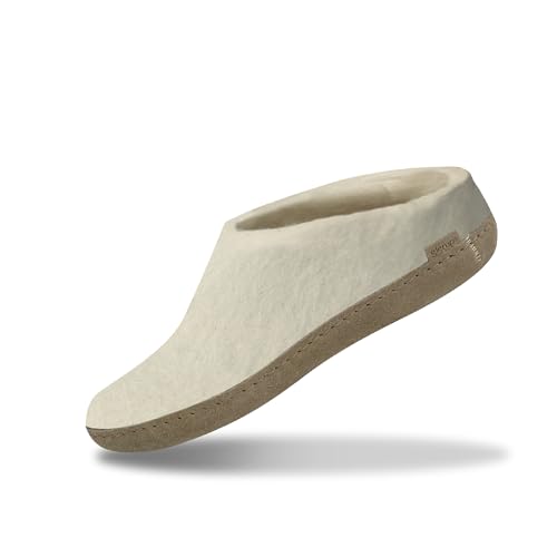 Glerups Hausschuhe Herren und Damen (Größe 44) | Komfortable Filzpantoffeln mit Weicher Sohle aus Leder | Praktische Pantoffeln Damen & Herren | Hausschuh Wolle | Comfortable Slippers Women & Men von glerups dk