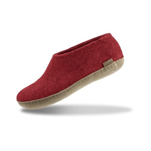 Glerups Filz Hausschuhe Herren und Damen (Größe 39) | Komfortabler Hausschuh mit Weicher Sohle aus Leder | Herren & Damen Slipper Geschlossen | Comfortable Slippers Women & Men von glerups dk