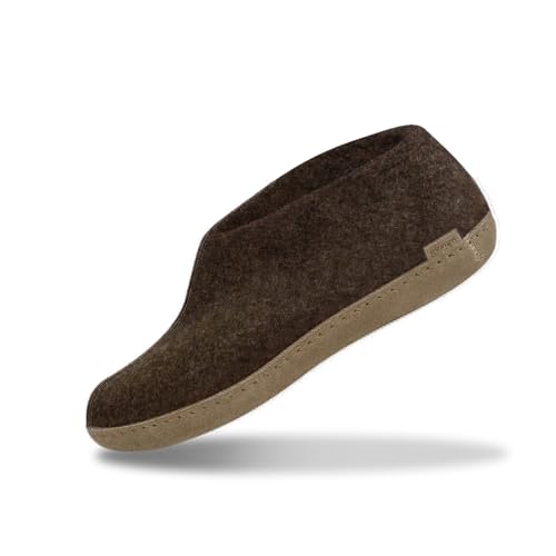 glerups dk Unisex - Erwachsene Hausschuhe, Damen,Herren Hüttenschuhe,Ledersohle, Schafwolle warm Winter Pantoffel Slipper,Braun,43 EU / 9 UK von glerups dk