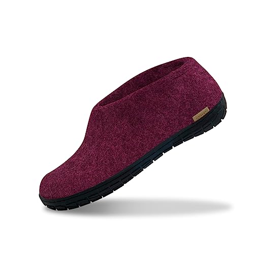 glerups dk Modell AR-02 Unisex - Erwachsene Filz-Hausschuh, Damen,Herren Huettenschuhe, Anti-rutsch Unisex Maenner,Cranberry,39 EU / 6 UK von glerups dk