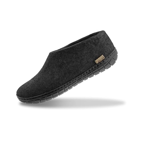 Glerups Filz Hausschuhe Herren und Damen (Größe 39) | Komfortabler Hausschuh mit Natürlicher Gummisohle | Herren & Damen Slipper Geschlossen | Comfortable Slippers Women & Men von glerups dk