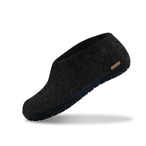 Glerups Filz Hausschuhe Herren und Damen (Größe 42) | Komfortabler Hausschuh mit Natürlicher Gummisohle | Herren & Damen Slipper Geschlossen | Comfortable Slippers Women & Men von glerups dk