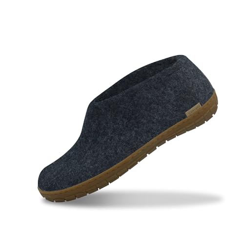 Glerups Filz Hausschuhe Herren und Damen (Größe 39) | Komfortabler Hausschuh mit Natürlicher Gummisohle | Herren & Damen Slipper Geschlossen | Comfortable Slippers Women & Men von glerups dk