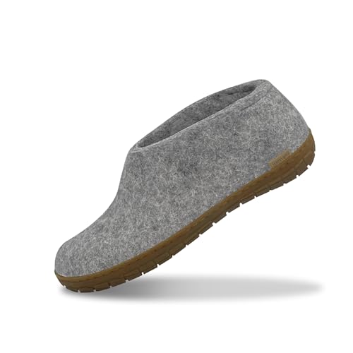 Glerups Filz Hausschuhe Herren und Damen (Größe 38) | Komfortabler Hausschuh mit Natürlicher Gummisohle | Herren & Damen Slipper Geschlossen | Comfortable Slippers Women & Men von glerups dk