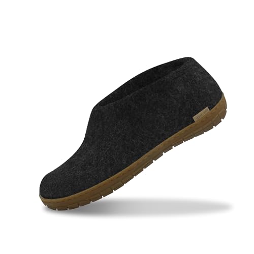 Glerups Filz Hausschuhe Herren und Damen (Größe 40) | Komfortabler Hausschuh mit Natürlicher Gummisohle | Herren & Damen Slipper Geschlossen | Comfortable Slippers Women & Men von glerups dk