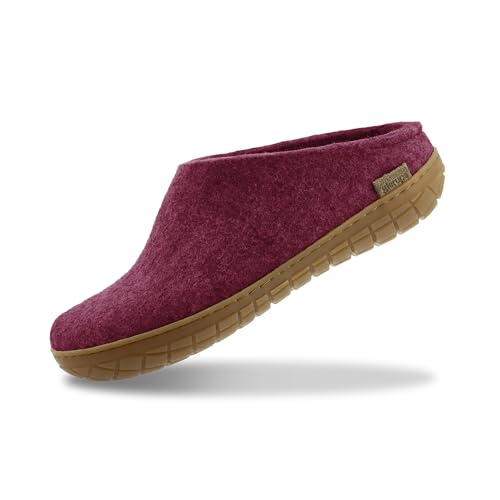 GLERUPS Slip On Hausschuhe Damen und Herren (Größe 6) | Rot Unisex Slipper aus Wolle mit Ledersohle von glerups dk