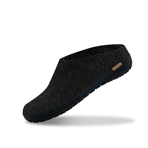 glerups dk Modell BR-02 Unisex-Erwachsene Filz-Slipper, Damen,Herren Huettenschuhe, Freizeit Filz-Pantoffel Slipper Puschen abs,Charcoal,39 EU / 6 UK von glerups dk