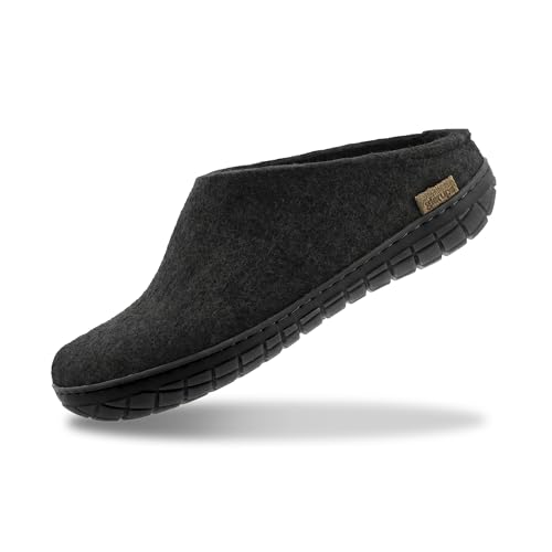 glerups dk Modell BR-02 Unisex-Erwachsene Filz-Slipper, Damen,Herren Huettenschuhe, Freizeit Filz-Pantoffel Slipper Puschen abs,Charcoal,39 EU / 6 UK von glerups dk
