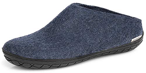 glerups dk Modell BR-02 Unisex-Erwachsene Filz-Slipper, Damen,Herren Huettenschuhe, maennliche weibliche Freizeit leger Slipper,Denim,44 EU / 9.5 UK von glerups dk