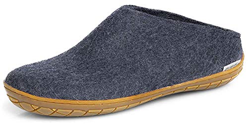 glerups dk Unisex - Erwachsene Filz-Hausschuh BR, Damen,Herren Hausschuh,Huettenschuh, Schafwolle, rutschfeste Gummisohle Blau (Denim), 47 EU / 12 UK von glerups dk