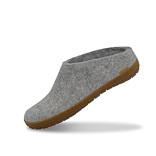 glerups dk Unisex - Erwachsene Filz-Hausschuh BR, Damen,Herren Hausschuh,Huettenschuh, Schafwolle, rutschfeste Gummisohle Grau (Grey), 37 EU / 4 UK von glerups dk