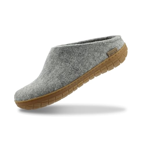 glerups Slipper aus 100 % hochwertiger Wollmischung mit Gummisohle, Unisex-Slipper, GRAU, 12 Women/10 Men von glerups dk