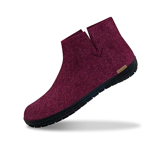 glerups dk Modell GR-02 Unisex-Erwachsene Filz-Stiefel, Damen,Herren Huettenschuhe, Freizeit Pantoffel Slipper Puschen Stiefel,Cranberry,38 EU / 5 UK von glerups dk