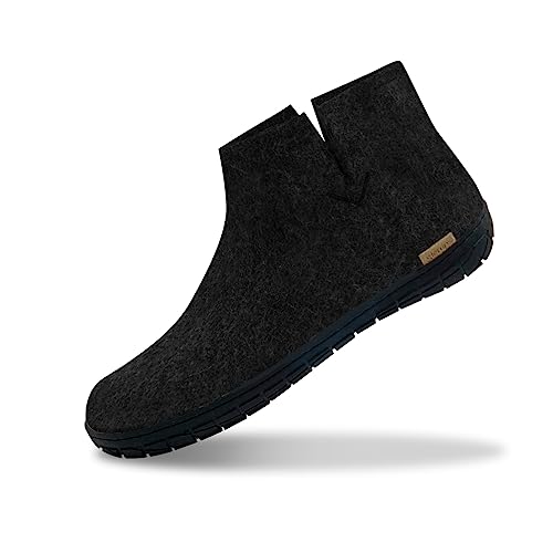 glerups dk Modell GR-02 Unisex - Erwachsene Filz-Stiefel, Damen,Herren Huettenschuhe, Schafwolle warm Winter Anti-rutsch Unisex,Charcoal,37 EU / 4 UK von glerups dk