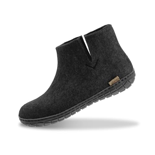 Glerups Filz Hausschuhe Herren und Damen (Größe 46) | Komfortabler Hausstiefel Damen & Herren mit Natürlicher Gummisohle | Filzstiefel Herren & Damen Winter | Comfortable Slippers Women & Men von glerups dk