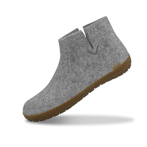 glerups dk Unisex - Erwachsene Filz-Hausschuh GR, Damen,Herren Hausschuh,Huettenschuh, Schafwolle, rutschfeste Gummisohle Grau (Grey), 40 EU / 6.5 UK von glerups dk