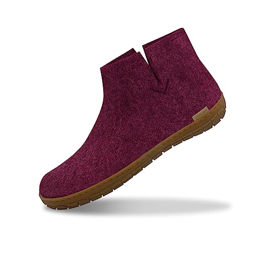 glerups dk Modell GR Unisex - Erwachsene Filz-Stiefel, Damen,Herren Huettenschuhe, Maenner Frauen maennliche leger,Cranberry,38 EU / 5 UK von glerups dk