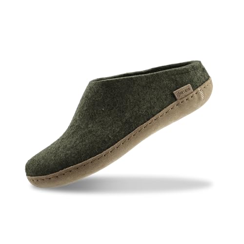 Glerups Hausschuhe Herren und Damen (Größe 46) | Komfortable Filzpantoffeln mit Weicher Sohle aus Leder | Praktische Pantoffeln Damen & Herren | Hausschuh Wolle | Comfortable Slippers Women & Men von glerups dk