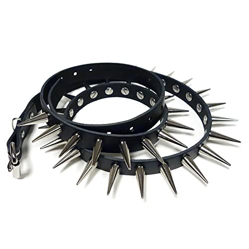 Gletscherlicht Gürtel - Nietengürtel mit Killernieten 28mm - Nieten Ledergürtel 1,30m (kürzbar), Spitznieten XL XXL XXL 100% Leder Echtledergürtel schwarz, Style: Gothic Punk Rock von Gletscherlicht