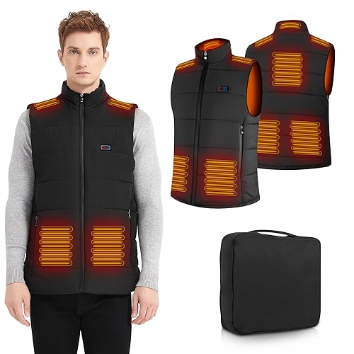 Beheizbare Weste 8 Heizzonen Elektrische Heizweste herren damen Doppelschalter kontrolle beheizbare jacke 3 Stufen Wärmeeinstellungen beheizte weste für Outdoor Motorrad Angeln (Ohne Batterie,2XL) von Glifetoy