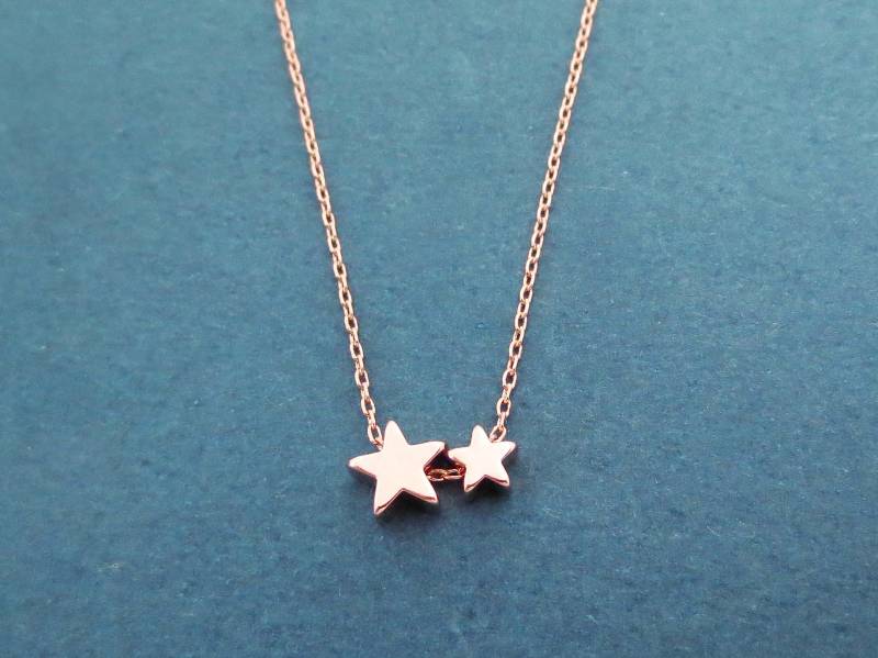 2 Stern Halskette Doppel-Stern-Halskette Minimalist Halskette, Gold Silber Rose Geschenk Für Schwester Frauen von Gliget