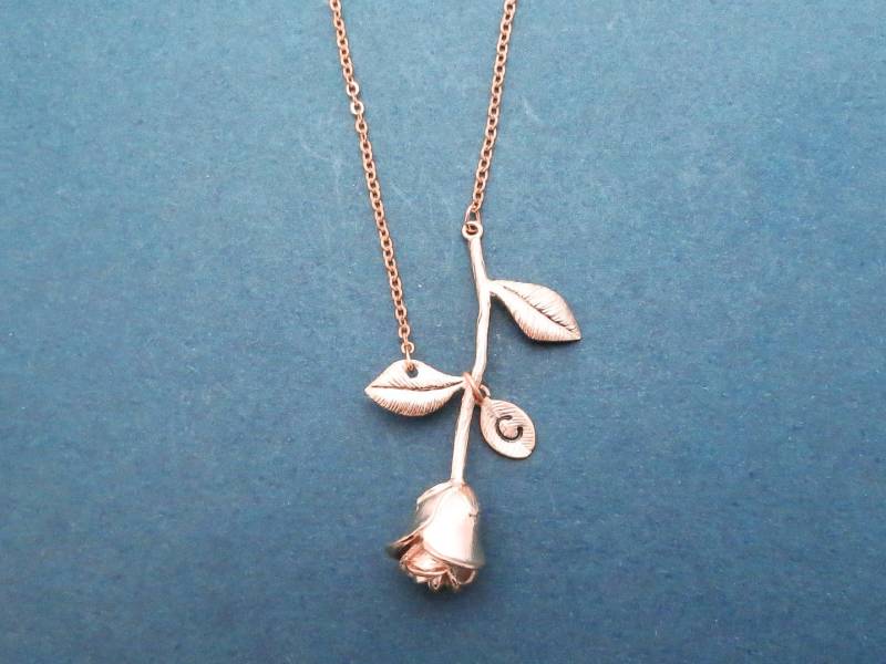Personalisierte Halskette, Erste Rose Gold Blumen Geschenk Für Sie, Mutter von Gliget