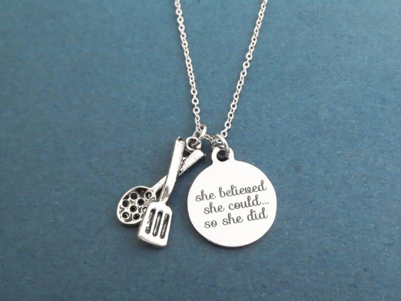 Sie Glaubte, Sie Könnte ... Also Halskette Kochen Zange Silber Geschenk Für Freundin Frauen von Gliget