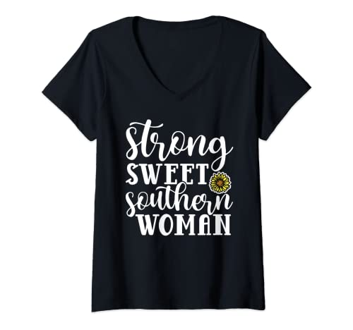 Damen Starke Süße Südstaaten-Frau Land Mama Mama Süß Lustig T-Shirt mit V-Ausschnitt Damen Starke Süße Südstaaten-Frau Land Mama Mama Süß Lustig T-Shirt mit V-Ausschnitt von Glimmer Graphic Designs Southern