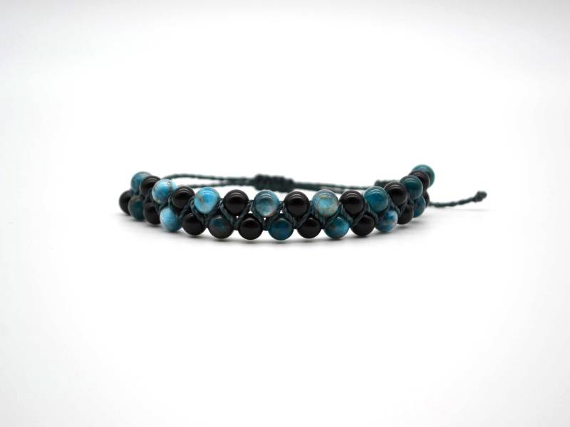Apatite & Onyx Harmony Bracelet, Handgemachtes Armband Mit 6mm Apatite - Und Onyx-Perlenkraftvolles Armband, Spirituelles von GlimmerGarde
