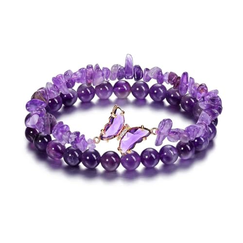 GlimmerStyle 1 Lila Kristallperlenarmband,Heilsteine Armband,Muttertagsgeschenk von GlimmerStyle
