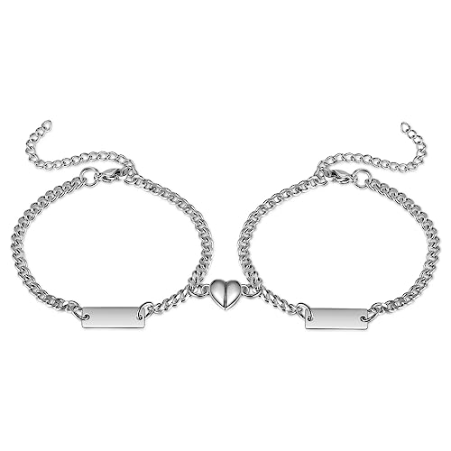 Glimmerday 2er-Set Magnetarmbänder für Paare, personalisierte Armbänder für Paare, Geschenke zum Valentinstag für Paare und Verliebte, Paararmbänder mit Liebesanhänger von Glimmerday
