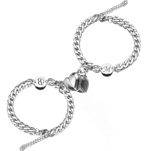 Glimmerday 2er-Set Magnetarmbänder für Paare, personalisierte Armbänder für Paare, Geschenke zum Valentinstag für Paare und Verliebte, Paararmbänder mit Liebesanhänger von Glimmerday