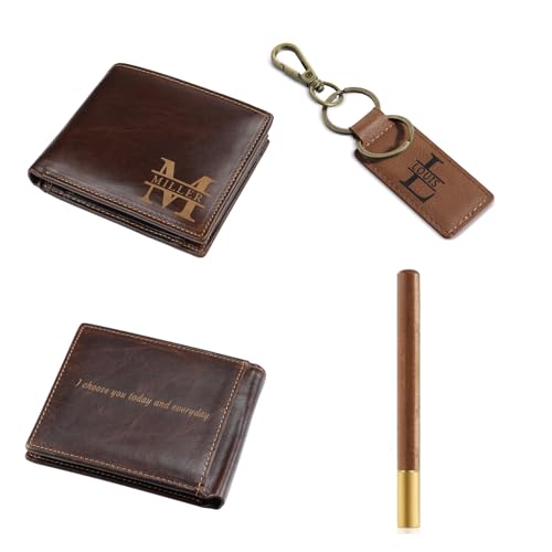 Glimmerday 3 in 1 Leder-Geschenk-Set für Männer mit schönen Geschenk-Box benutzerdefinierte Brieftasche benutzerdefinierte Schlüsselanhänger Signatur Stift, Valentinstag Freund Geschenk-Box Glimmerday 3 in 1 Leder-Geschenk-Set für Männer mit schönen Geschenk-Box benutzerdefinierte Brieftasche benutzerdefinierte Schlüsselanhänger Signatur Stift, Valentinstag Freund Geschenk-Box von Glimmerday