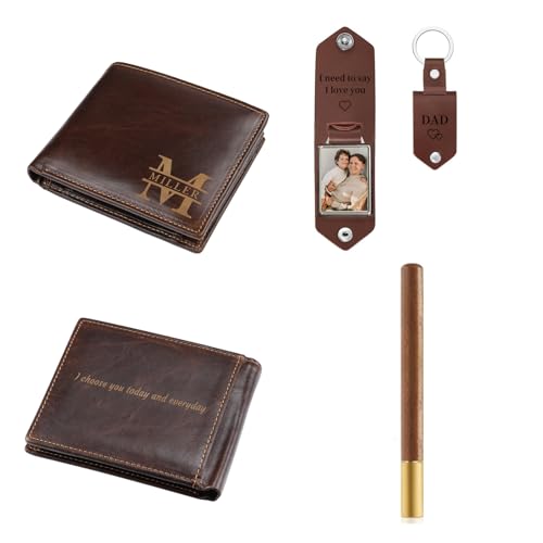 3 in 1 Leder-Geschenk-Set für Männer mit schönen Geschenk-Box benutzerdefinierte Brieftasche benutzerdefinierte Schlüsselanhänger Signatur Stift, Valentinstag Freund Geschenk-Box 3 in 1 Leder-Geschenk-Set für Männer mit schönen Geschenk-Box benutzerdefinierte Brieftasche benutzerdefinierte Schlüsselanhänger Signatur Stift, Valentinstag Freund Geschenk-Box von Glimmerday
