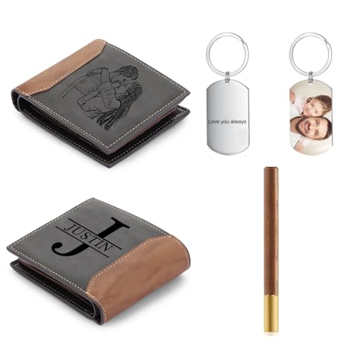 Glimmerday 3 in 1 Leder-Geschenk-Set für Männer mit schönen Geschenk-Box benutzerdefinierte Brieftasche benutzerdefinierte Schlüsselanhänger Signatur Stift, Valentinstag Freund Geschenk-Box Glimmerday 3 in 1 Leder-Geschenk-Set für Männer mit schönen Geschenk-Box benutzerdefinierte Brieftasche benutzerdefinierte Schlüsselanhänger Signatur Stift, Valentinstag Freund Geschenk-Box von Glimmerday