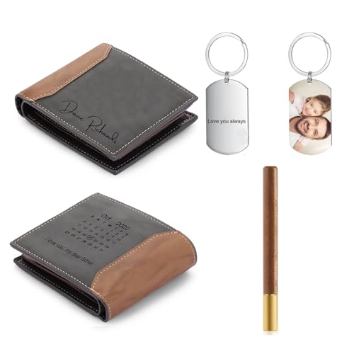 Glimmerday 3 in 1 Leder-Geschenk-Set für Männer mit schönen Geschenk-Box benutzerdefinierte Brieftasche benutzerdefinierte Schlüsselanhänger Signatur Stift, Valentinstag Freund Geschenk-Box Glimmerday 3 in 1 Leder-Geschenk-Set für Männer mit schönen Geschenk-Box benutzerdefinierte Brieftasche benutzerdefinierte Schlüsselanhänger Signatur Stift, Valentinstag Freund Geschenk-Box von Glimmerday
