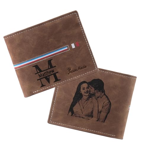 Glimmerday Personalisierte Herrengeldbörse, Ledergeldbörse mit eingravierten Initialen und Namen, RFID Herrengeldbörse, Valentinstagsgeschenk, Geburtstagsgeschenke für Ehemänner (Braun01) von Glimmerday