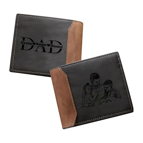 Glimmerday Personalisierte Brieftasche für Papa, Personalisierte Lederbrieftasche mit Foto und Gravur von 2-5 Namen, RFID Brieftasche für Männer, Valentinstagsgeschenk für Ehemänner Glimmerday Personalisierte Brieftasche für Papa, Personalisierte Lederbrieftasche mit Foto und Gravur von 2-5 Namen, RFID Brieftasche für Männer, Valentinstagsgeschenk für Ehemänner von Glimmerday