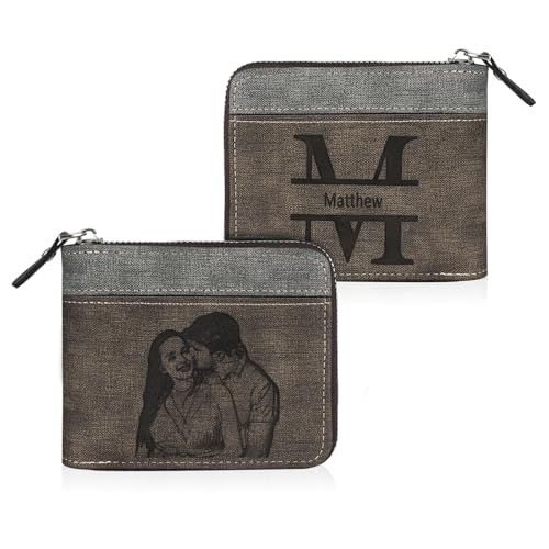 Glimmerday Personalisiertes Foto, gravierte Leder-Herren-Geldbörse mit Reißverschluss, personalisierte Geschenk-Geldbörse für Männer, Faltbare Geldbörse mit Personalisierten Initialen Glimmerday Personalisiertes Foto, gravierte Leder-Herren-Geldbörse mit Reißverschluss, personalisierte Geschenk-Geldbörse für Männer, Faltbare Geldbörse mit Personalisierten Initialen von Glimmerday