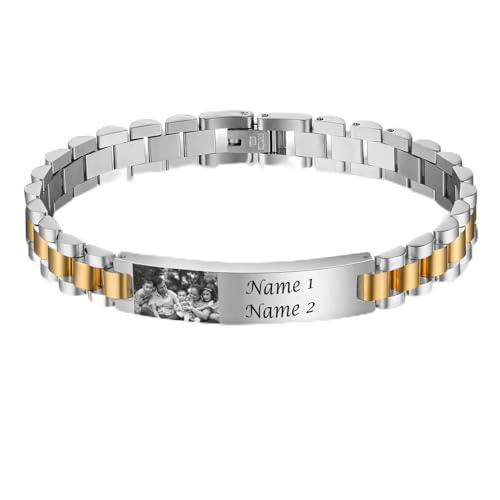 Glimmerday Personalisiertes Herrenarmband mit Eingraviertem Namen, Geschenkarmband für Männerschmuck, Charm-Armband für Freund, Vatertagsgeschenk von Glimmerday