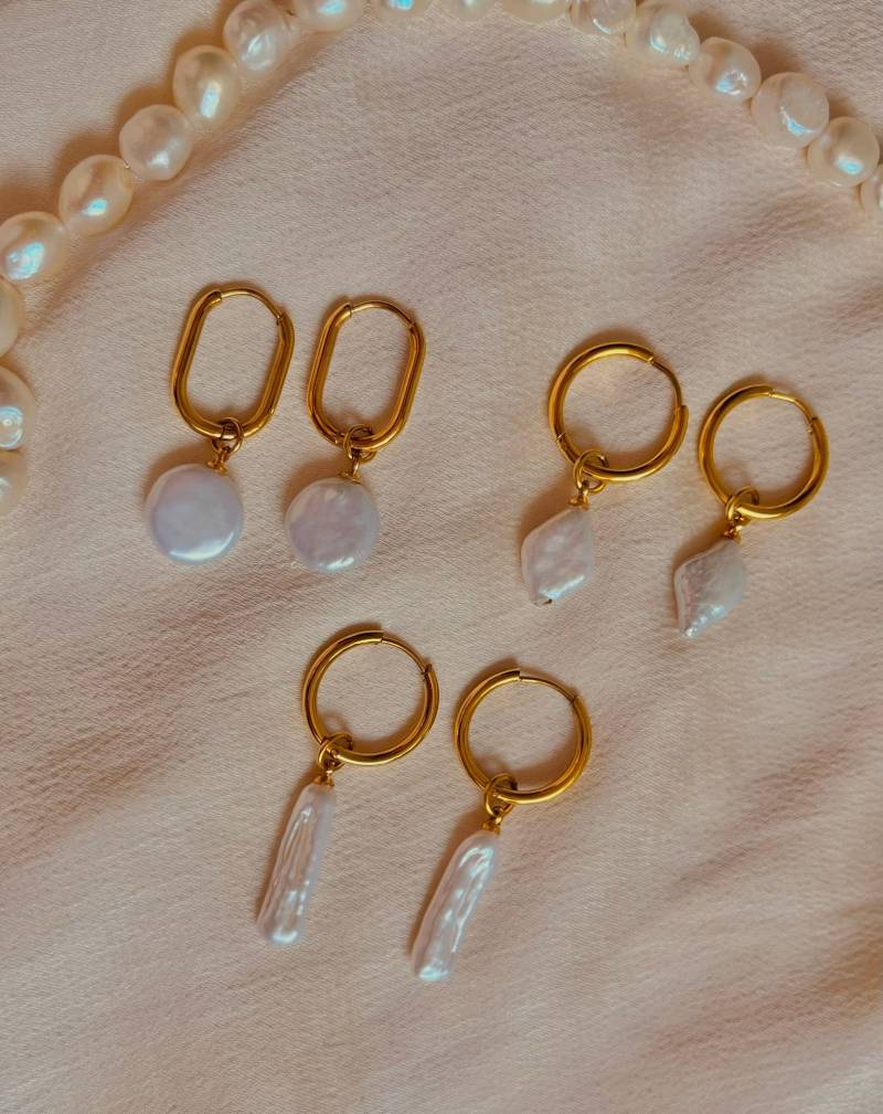 Süßwasserperle Handgemacht Naturstein Lang Tropfen Ohrringe Echtschmuck Perle Gold von GlimmeringGemsDesign