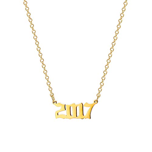 Glimmerst Halskette mit Geburtsjahr, Edelstahl, 18 Karat vergoldet, unvergesslicher Schmuck für Frauen und Mädchen, Edelstahl Gold Metall, Kein Edelstein von Glimmerst