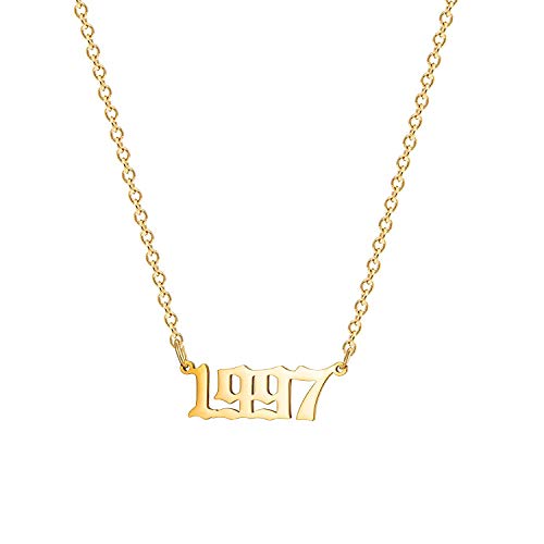 Glimmerst Halskette mit Geburtsjahr, Edelstahl, 18 Karat vergoldet, unvergesslicher Schmuck für Frauen und Mädchen, Edelstahl Metall, Goldfarben Glimmerst Halskette mit Geburtsjahr, Edelstahl, 18 Karat vergoldet, unvergesslicher Schmuck für Frauen und Mädchen, Edelstahl Metall, Goldfarben von Glimmerst