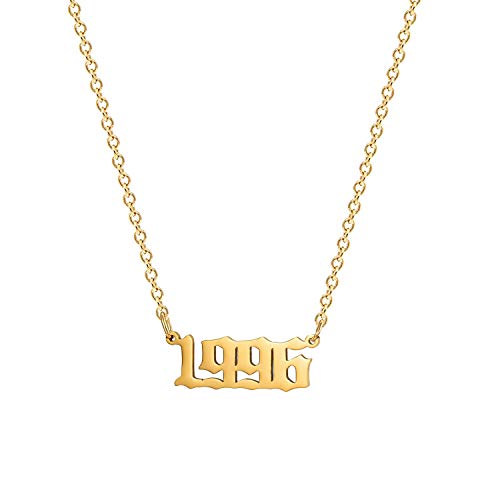 Glimmerst Halskette mit Geburtsjahr, Edelstahl, 18 Karat vergoldet, unvergesslicher Schmuck für Frauen und Mädchen, Gold, Goldfarben von Glimmerst