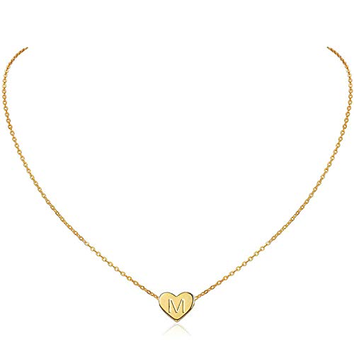 Glimmerst Halskette mit Herz-Anfangsbuchstaben, 18 Karat vergoldeter Edelstahl, kleine Herz-Anhänger, personalisierte Namenskette für Frauen und Mädchen, Metall von Glimmerst
