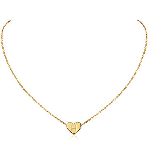 Glimmerst Halskette mit Herz-Anfangsbuchstaben, 18 Karat vergoldeter Edelstahl, kleine Herz-Anhänger, personalisierte Namenskette für Frauen und Mädchen, Metall von Glimmerst