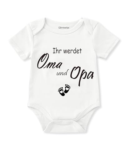 Glimnerize Baby Verkündung Babybody Nachwuchs ankündigen Neugeborene ihr werdet oma und Opa Gender Reveal Geschenk Schwangerschaftsverkündung A3-Oma und Opa von Glimnerize