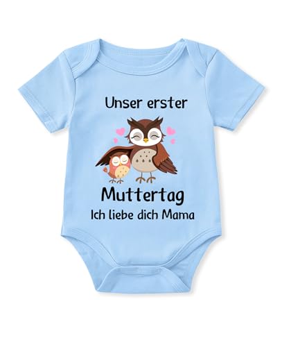 Glimnerize Strampler Baby Onesie Lustig Muttertagsgeschenke für MaMa 1. Muttertag Body Baby Kurzarmbody Frühchen Kleidung Erster Muttertag Blau A5 3-6 Monate von Glimnerize