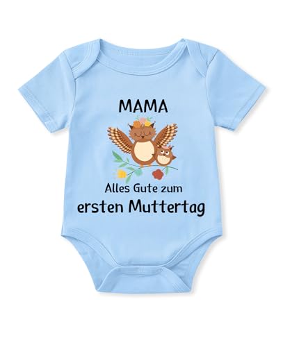 Glimnerize Strampler Baby Onesie Lustig Muttertagsgeschenke für MaMa 1. Muttertag Body Baby Kurzarmbody Frühchen Kleidung Erster Muttertag Blau A6 3-6 Monate von Glimnerize