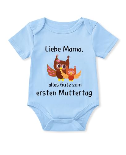 Glimnerize Strampler Baby Onesie Lustig Muttertagsgeschenke für MaMa Frühchen Kleidung Kurzarmbody 1. Muttertag Body Baby Erster Muttertag Blau A1 3-6 Monate von Glimnerize